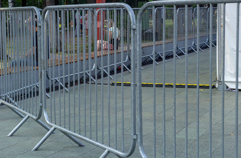 Temporary fencing used to secure an outdoor event