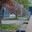 Temporary fence rental installed around a New England construction site